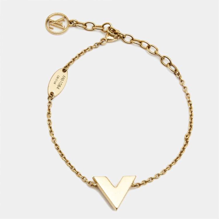 Pre Owned Louis Vuitton Essential V Gold Tone Bracelet