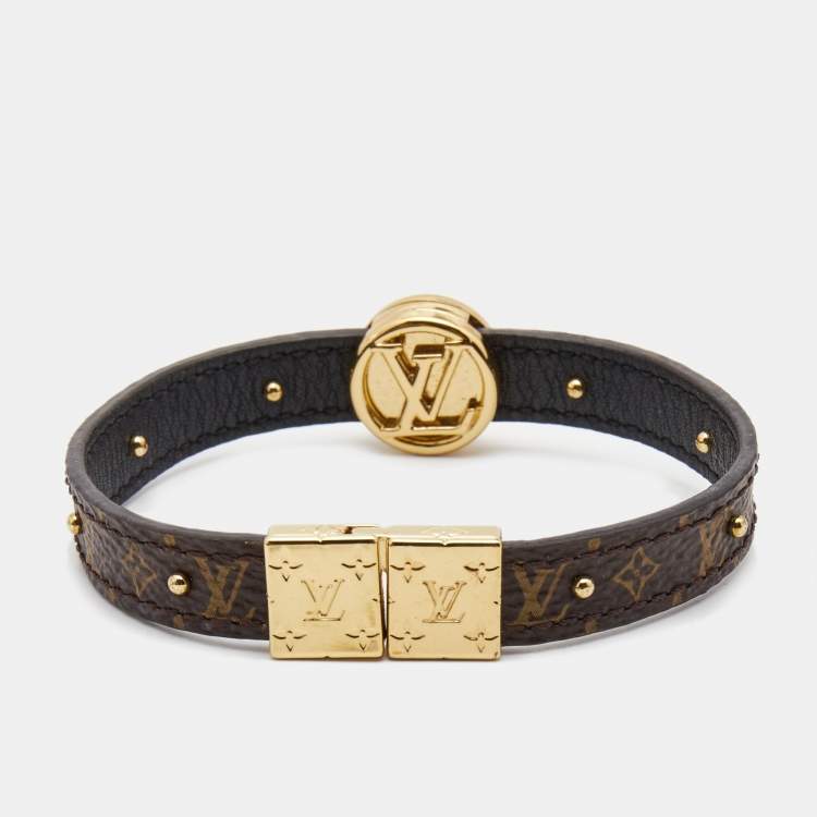 Pre Owned Louis Vuitton  LV Monogram Circle Gold Tone Reversible Bracelet
