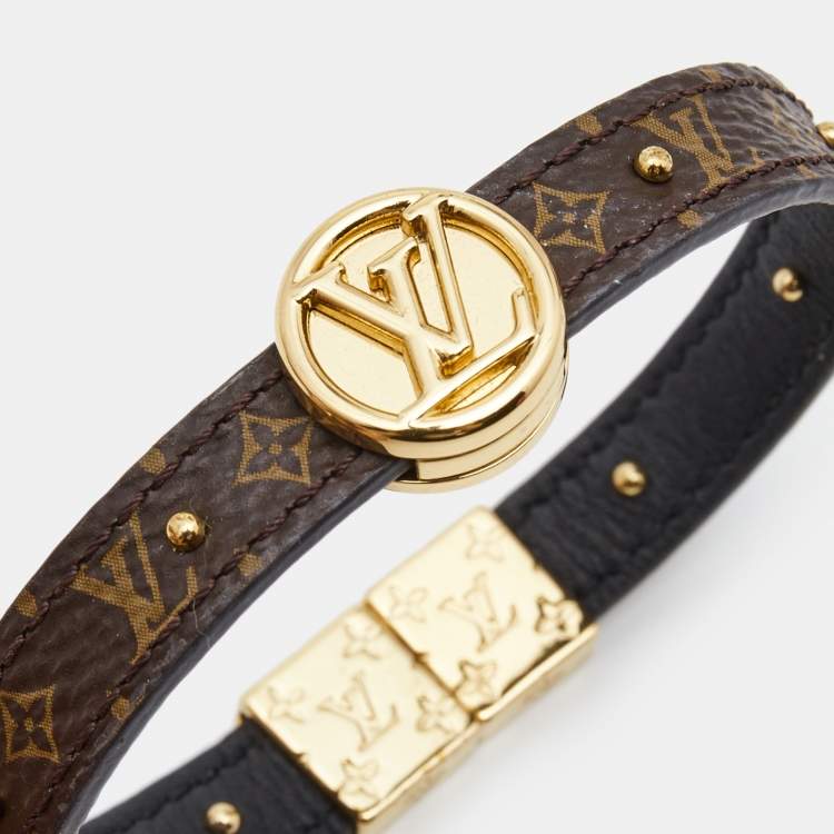 Pre Owned Louis Vuitton  LV Monogram Circle Gold Tone Reversible Bracelet