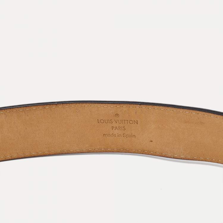Pre Owned Louis Vuitton Black Epi Leather LV Initials Belt 85CM
