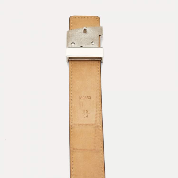 Pre Owned Louis Vuitton Black Epi Leather LV Initials Belt 85CM