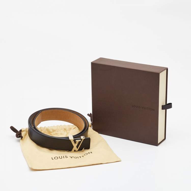 Pre Owned Louis Vuitton Black Epi Leather LV Initials Belt 85CM