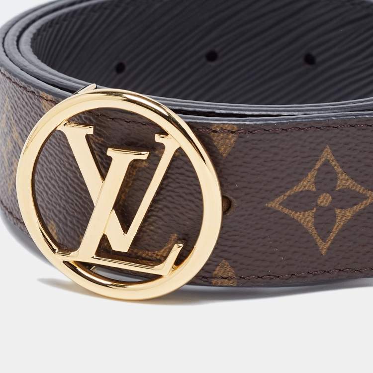 مملوكة مسبقًا Louis Vuitton Brown Monogram Canvas LV Circle Reversible Belt 75CM