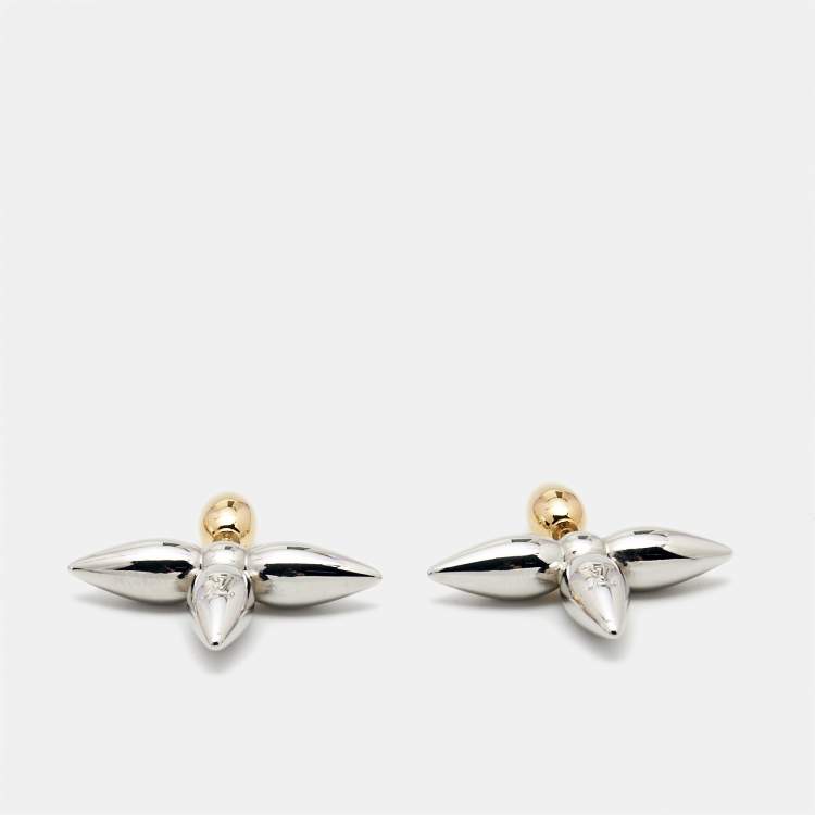Pre Owned Louis Vuitton Louisette Macro Two Tone Earrings