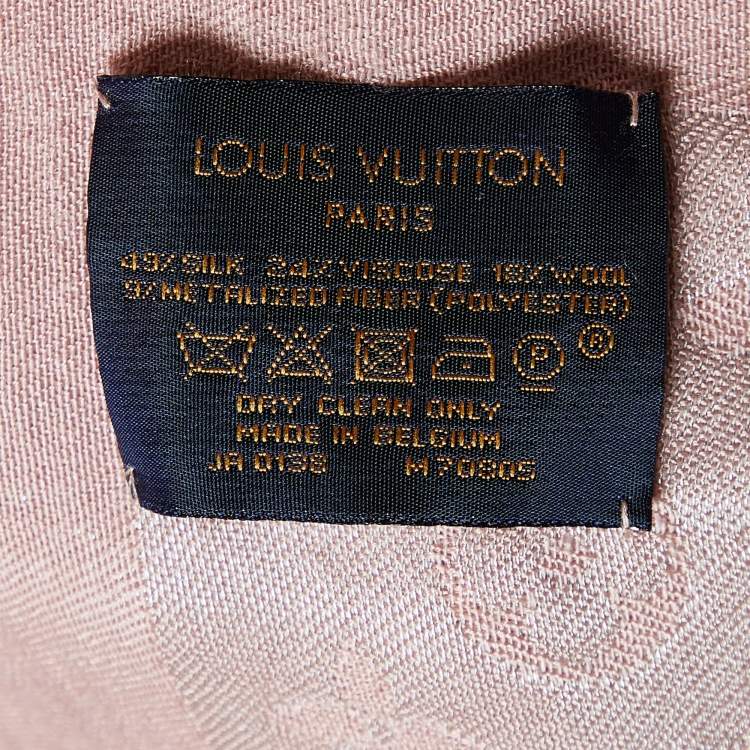 Pre Owned Louis Vuitton Pink Lure Monogram Silk Square Shawl