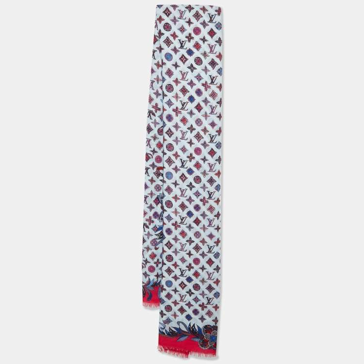 Pre Owned Louis Vuitton Multicolor Printed Wool Fringed Scarf