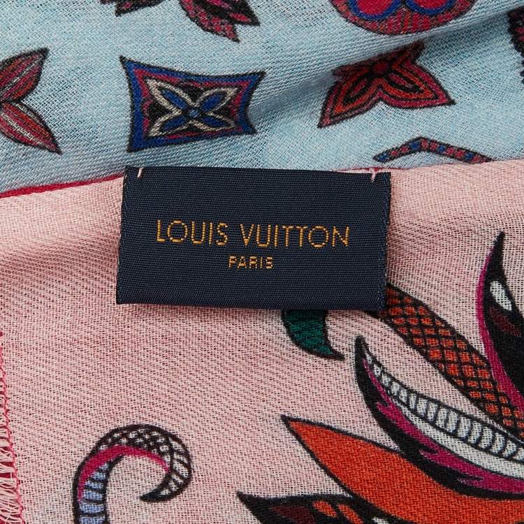 Pre Owned Louis Vuitton Multicolor Printed Wool Fringed Scarf
