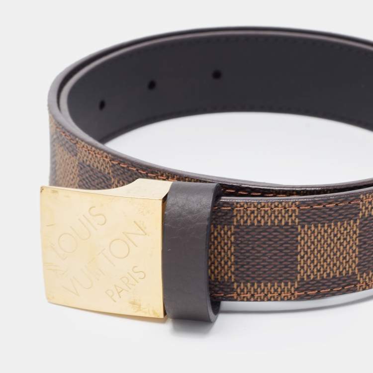 Pre Owned Louis Vuitton Damier Ebene LV Paris Buckle Belt 75CM