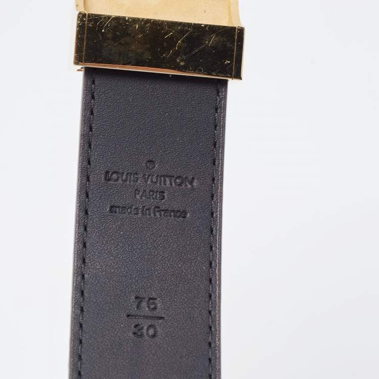 Pre Owned Louis Vuitton Damier Ebene LV Paris Buckle Belt 75CM