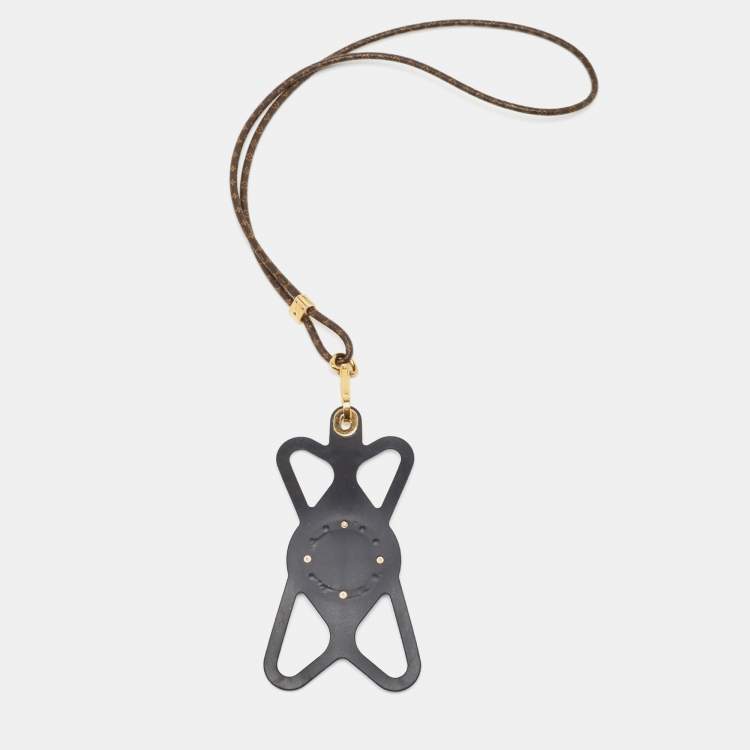 Pre Owned Louis Vuitton Louise Canvas Silicon Gold Tone Phone Holder