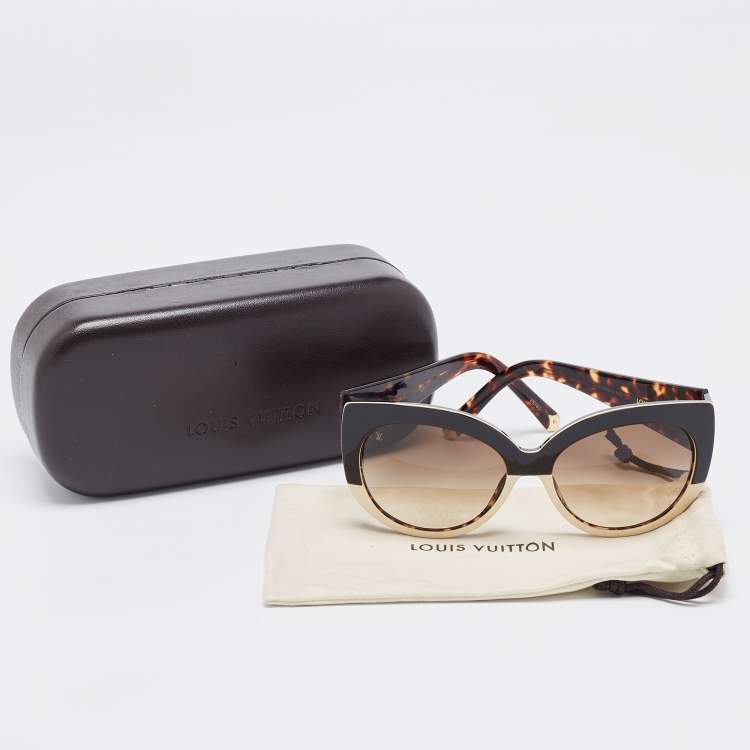 Pre Owned Louis Vuitton Brown/Cream Tortoise Z0588W Gradient Cat Eye Sunglasses
