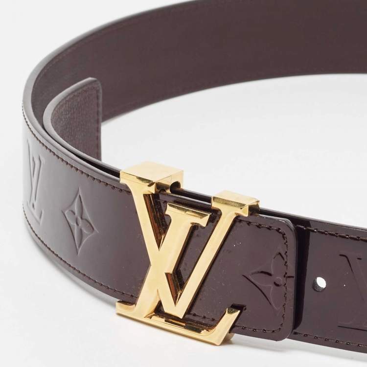 Pre Owned Louis Vuitton Amarante Vernis Leather LV Initiales Waist Belt 90 CM