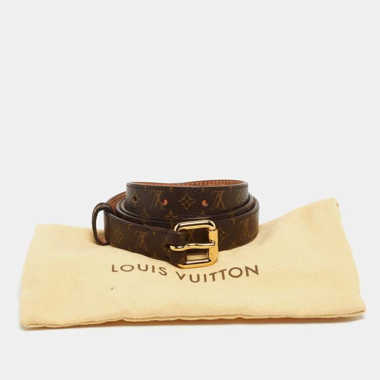 Pre Owned Louis Vuitton Brown Monogram Canvas Skinny Belt 90CM