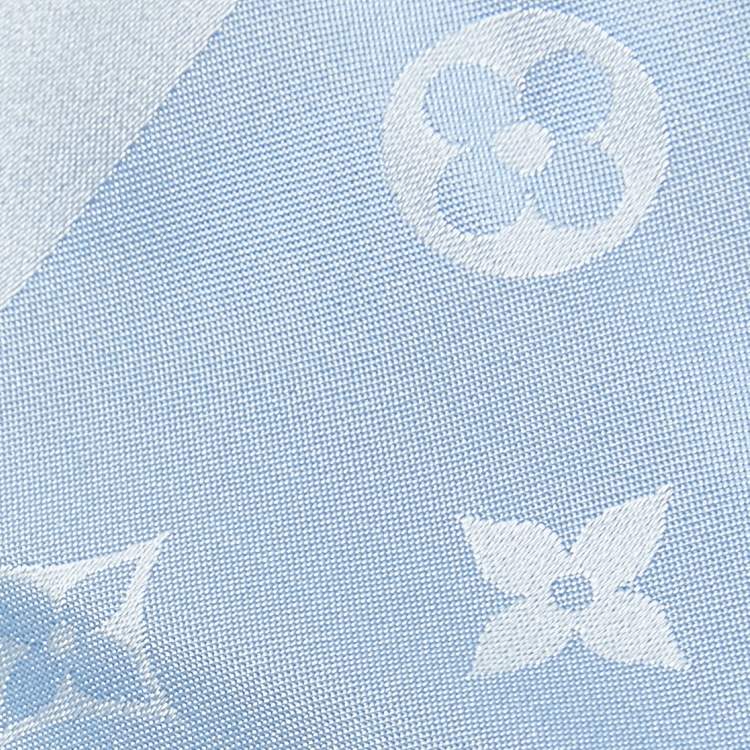 Pre Owned Louis Vuitton Light Blue Monogram Silk Stole