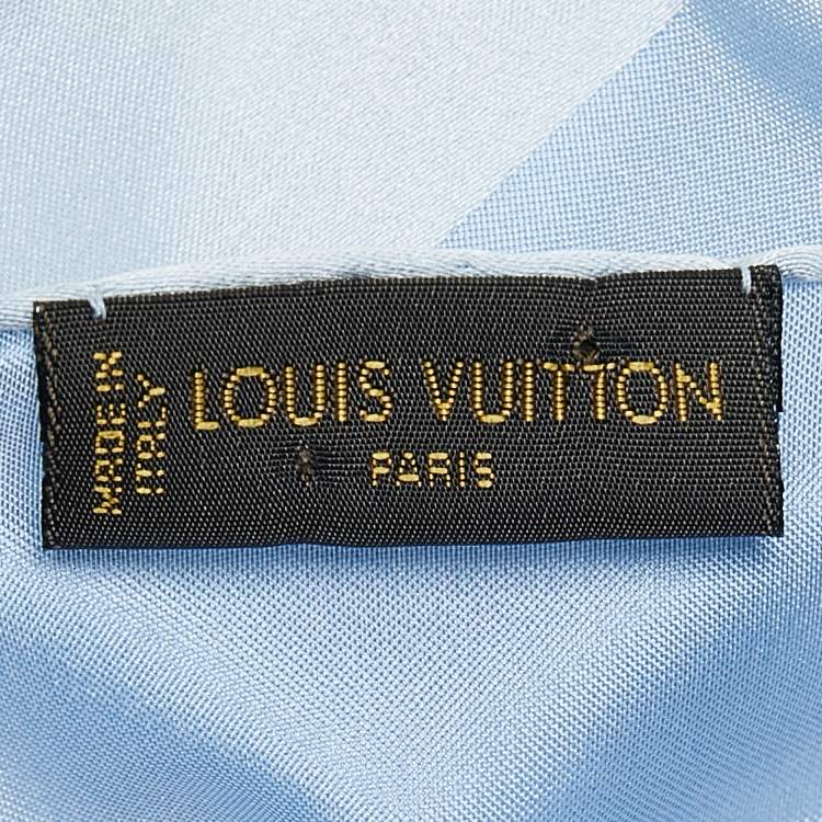 Pre Owned Louis Vuitton Light Blue Monogram Silk Stole