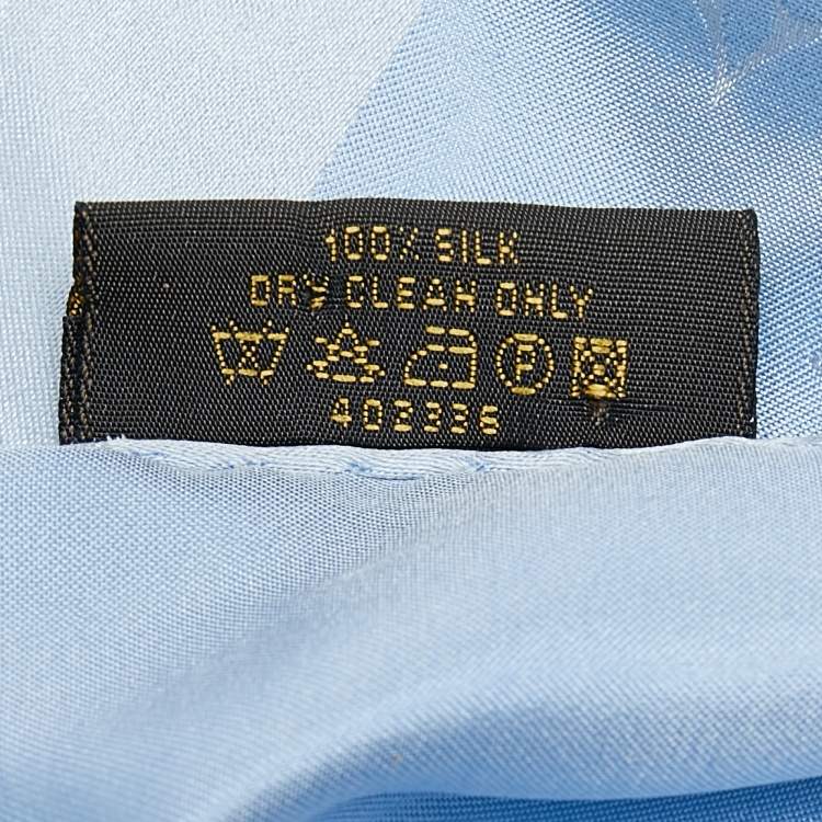 Pre Owned Louis Vuitton Light Blue Monogram Silk Stole