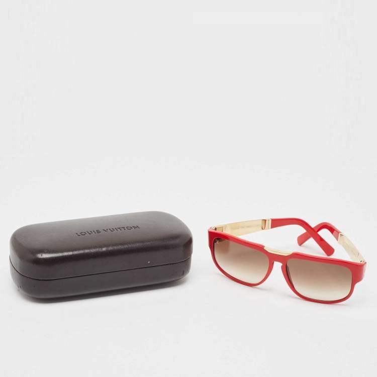 Pre Owned Louis Vuitton Red/Gold Gradient Z0432W Attirance Square Sunglasses
