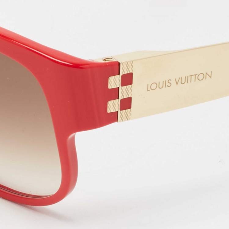 Pre Owned Louis Vuitton Red/Gold Gradient Z0432W Attirance Square Sunglasses