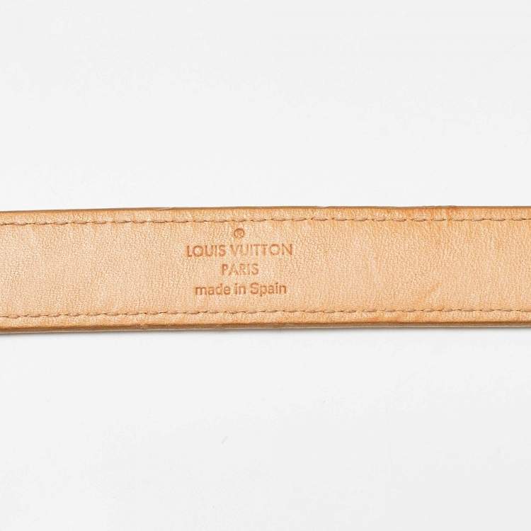 Pre Owned Louis Vuitton Gold Leather Signature LV Initials Belt 90CM