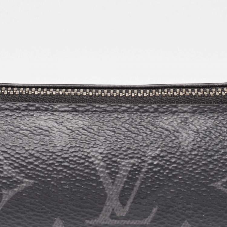 Pre Owned Louis Vuitton Black Leather and Monogram Eclipse Canvas Elizabeth Pencil Pouch 