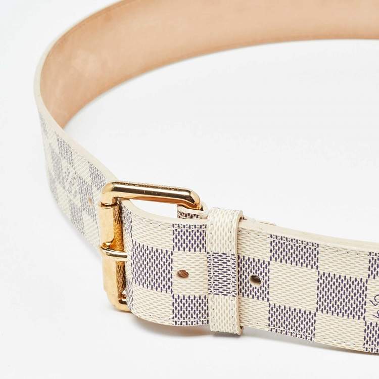 Pre Owned Louis Vuitton Damier Azur Canvas Buckle Belt 95CM