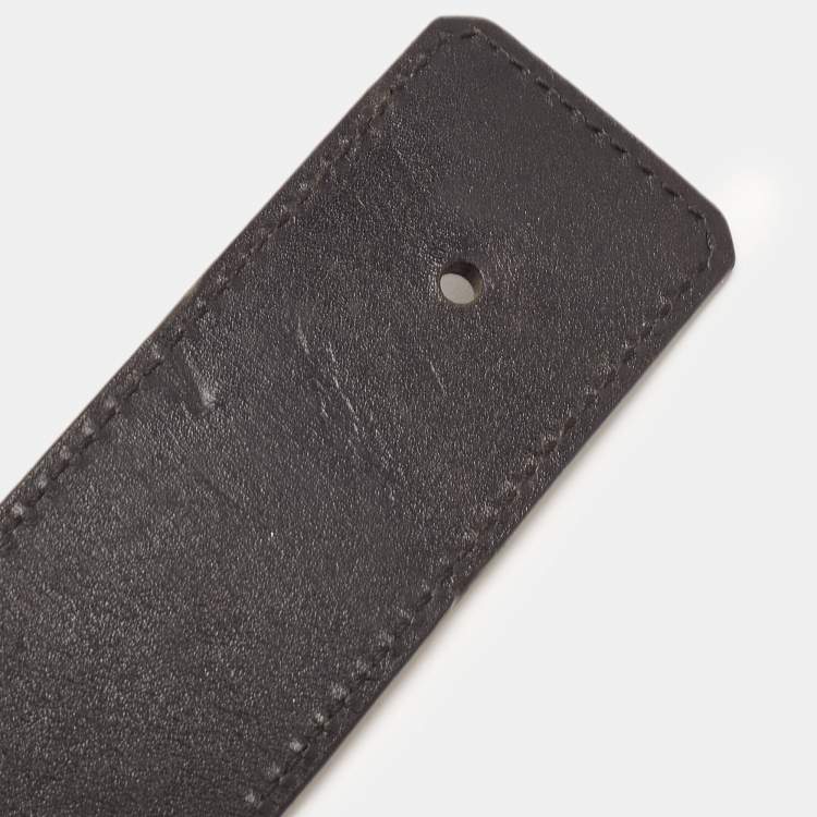 Pre Owned Louis Vuitton Black/Brown Leather Reversible Initiales Belt 85CM