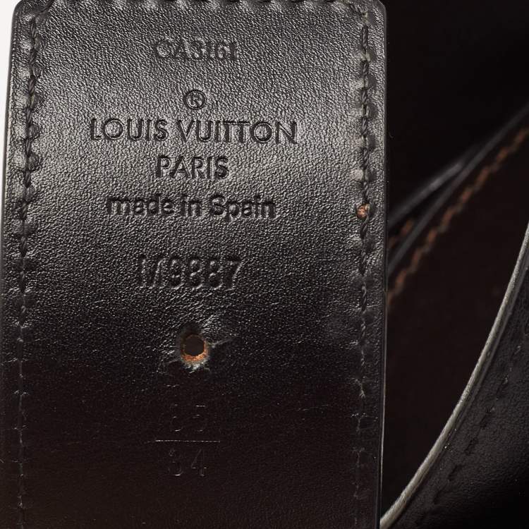 Pre Owned Louis Vuitton Black/Brown Leather Reversible Initiales Belt 85CM