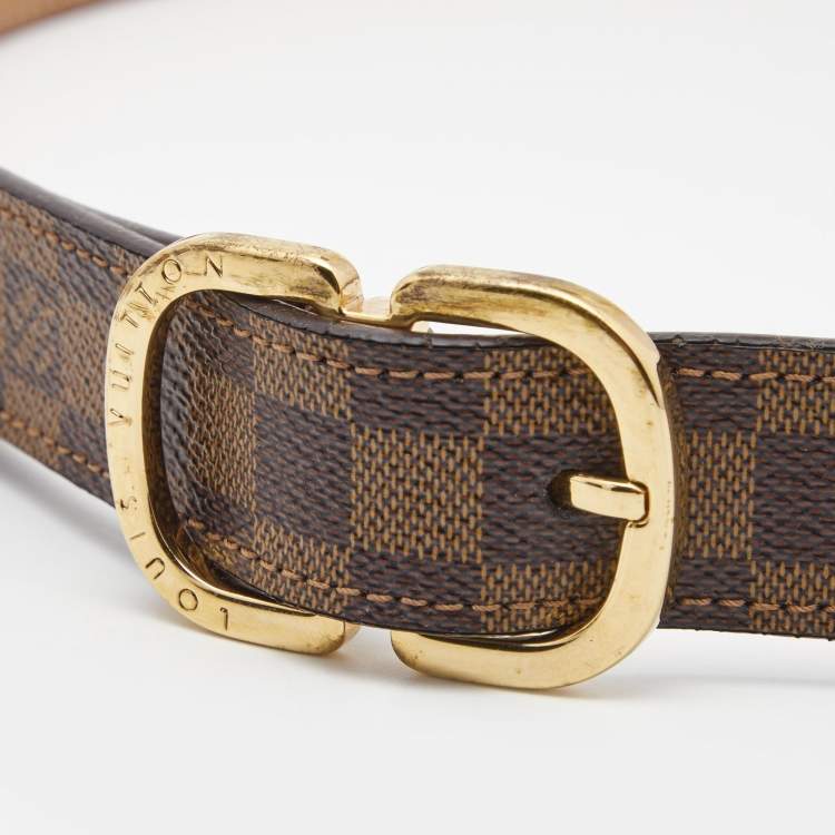 Pre Owned Louis Vuitton Damier Ebene Mini Belt 80CM