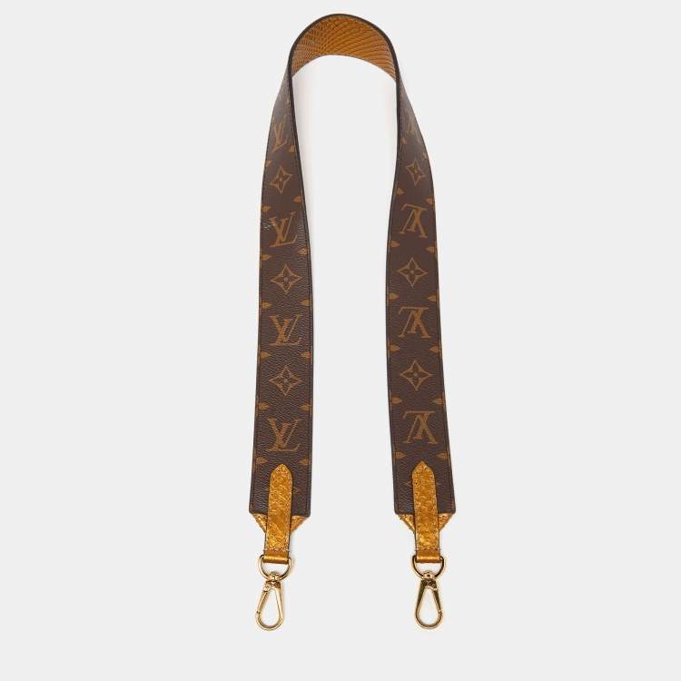 Pre Owned Louis Vuitton Gold/Brown Monogram Canvas and Python Shoulder Bag Strap