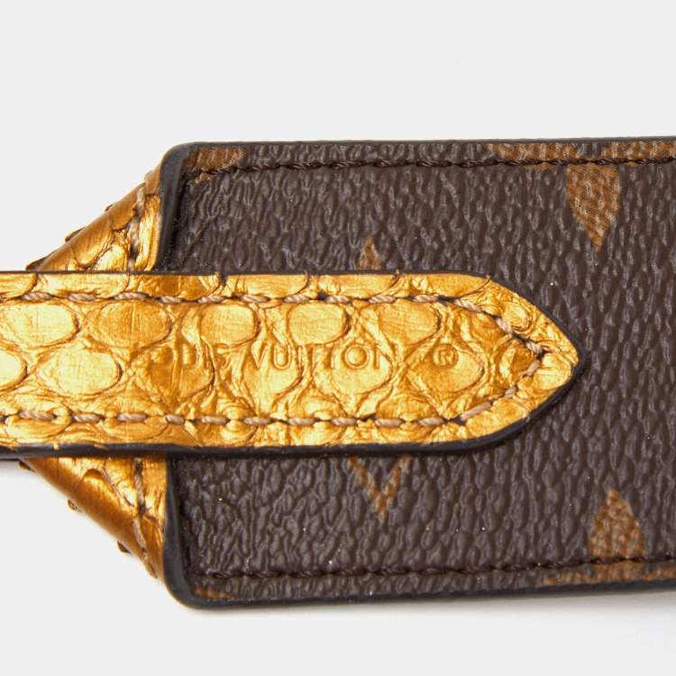 Pre Owned Louis Vuitton Gold/Brown Monogram Canvas and Python Shoulder Bag Strap