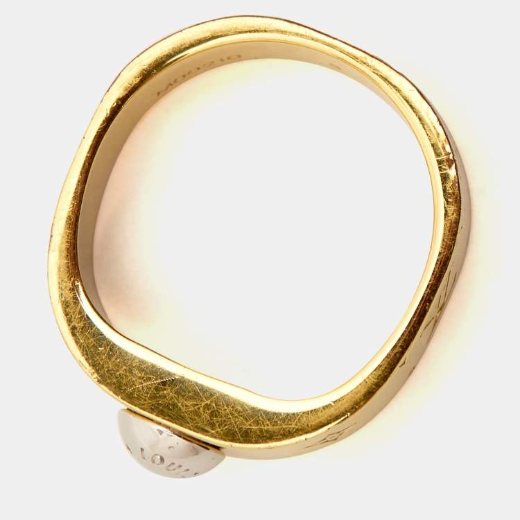 Pre Owned Louis Vuitton Nanogram Two Tone Band Ring Size 50.5