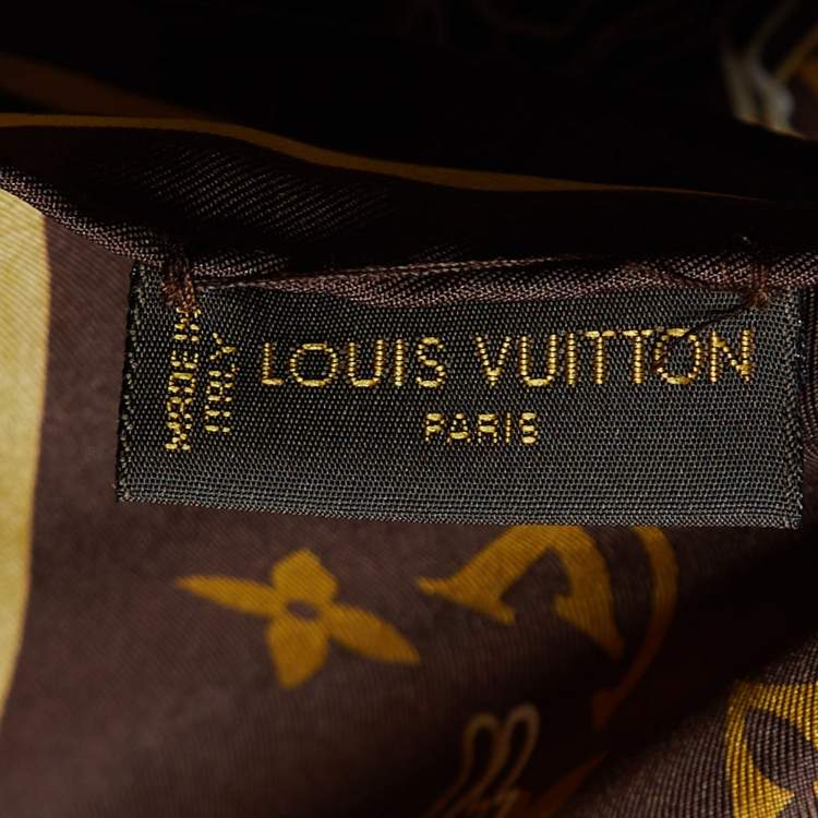 Pre Owned Louis Vuitton Brown Monogram Dentelle Silk Scarf 