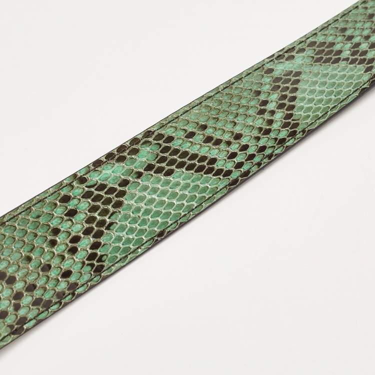 Pre Owned Louis Vuitton Green Python Bandoulière Shoulder Bag Strap