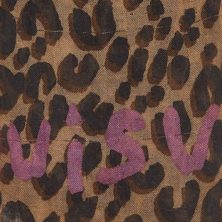 Pre Owned Louis Vuitton X Stephen Sprouse Brown Leopard Graffiti Print Cashmere & Silk Scarf
