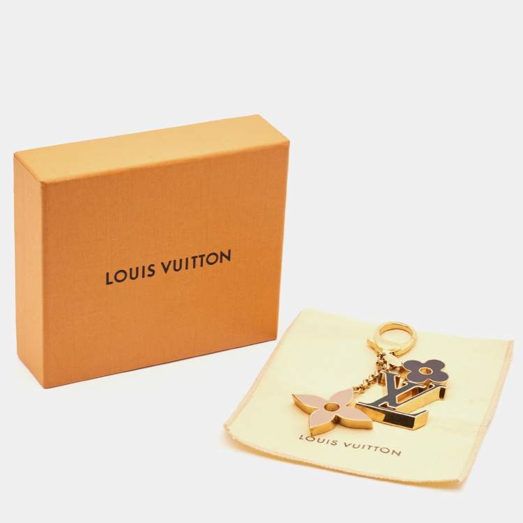 Pre Owned Louis Vuitton Fleur de Monogram Enamel Gold Tone Key Chain Bag Charm