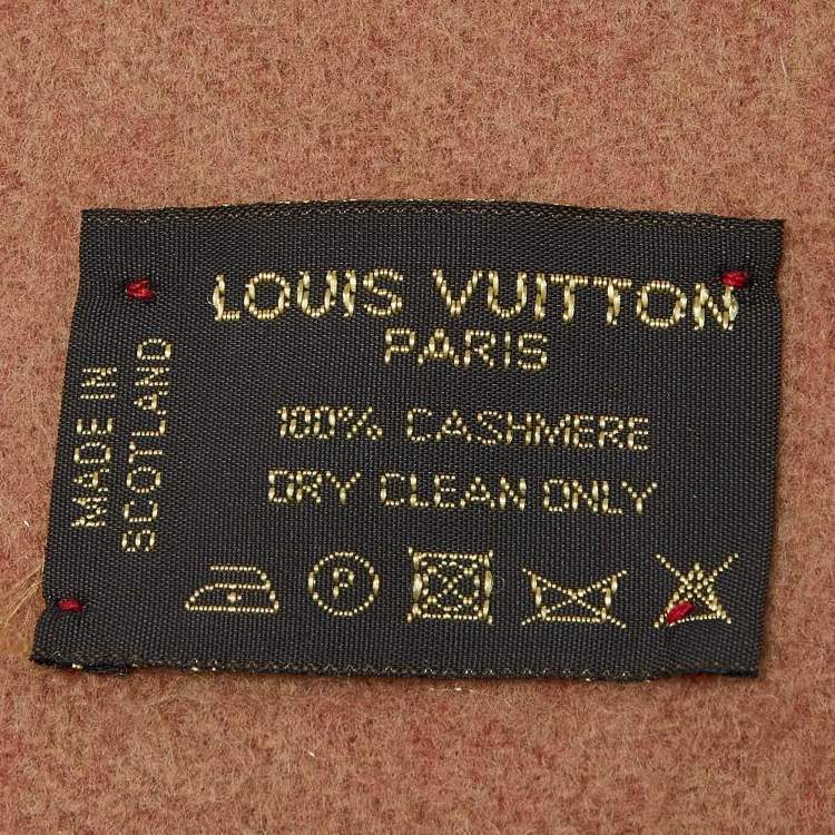 Pre Owned Louis Vuitton Red/Brown Logo Cashmere Baroda Muffler
