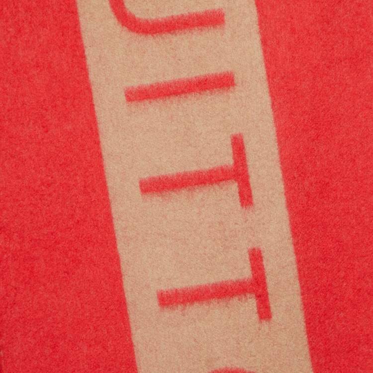 Pre Owned Louis Vuitton Red/Brown Logo Cashmere Baroda Muffler