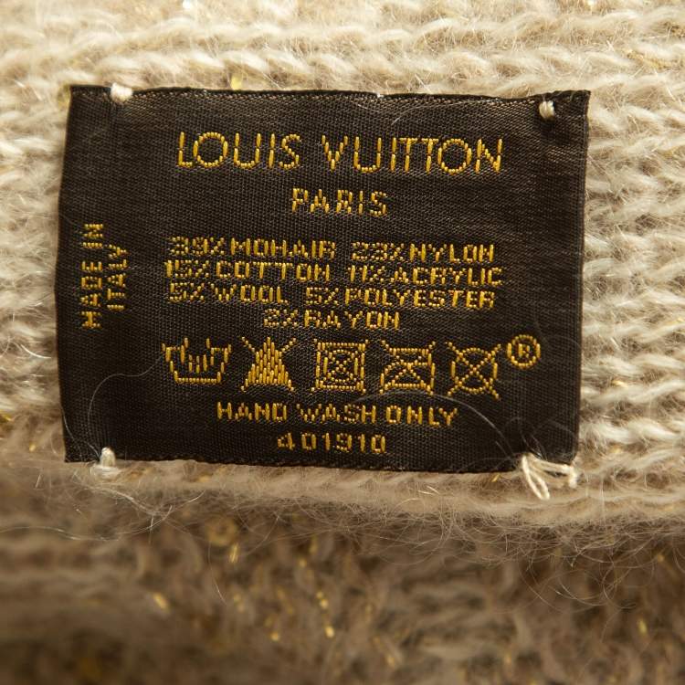 مملوكة مسبقًا Louis Vuitton Beige Sequined Monogram Mohair Wool Blend Sunset Scarf