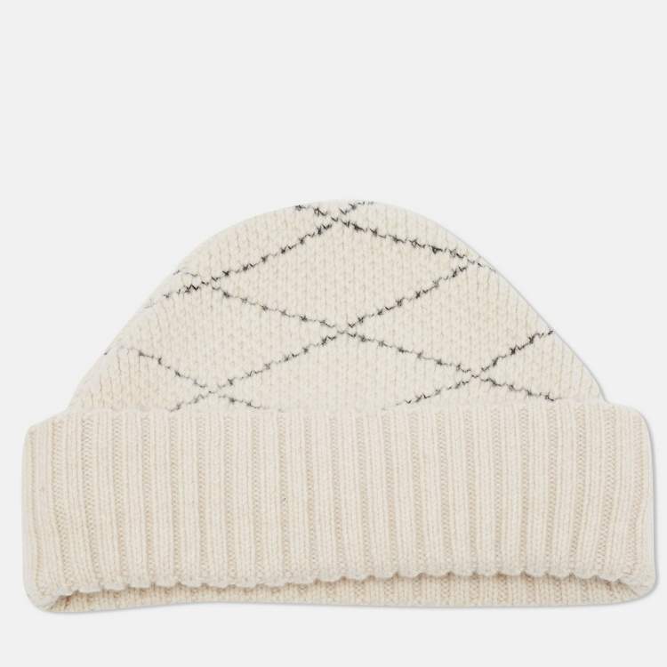 Pre Owned Louis Vuitton Cream Patterned Wool & Cashmere Beanie