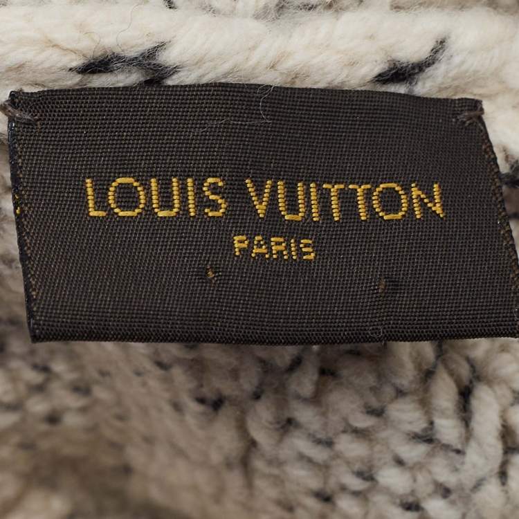 Pre Owned Louis Vuitton Cream Patterned Wool & Cashmere Beanie