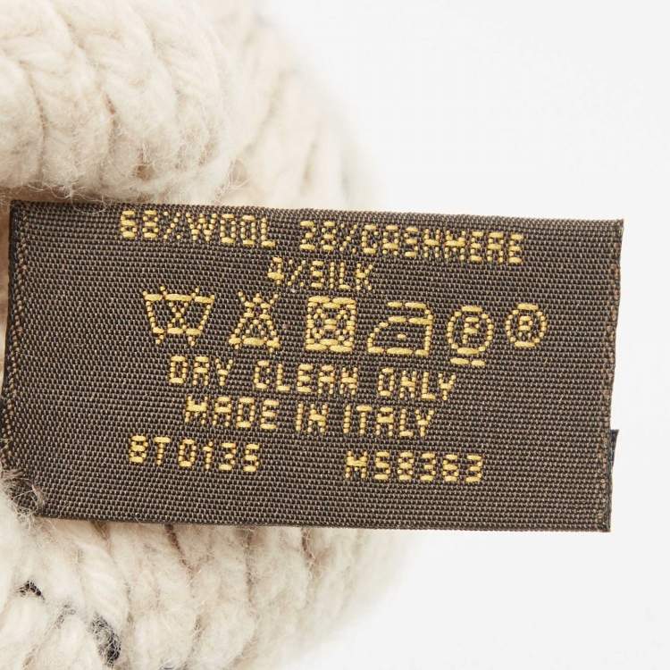 Pre Owned Louis Vuitton Cream Wool Blend Knit Gloves 