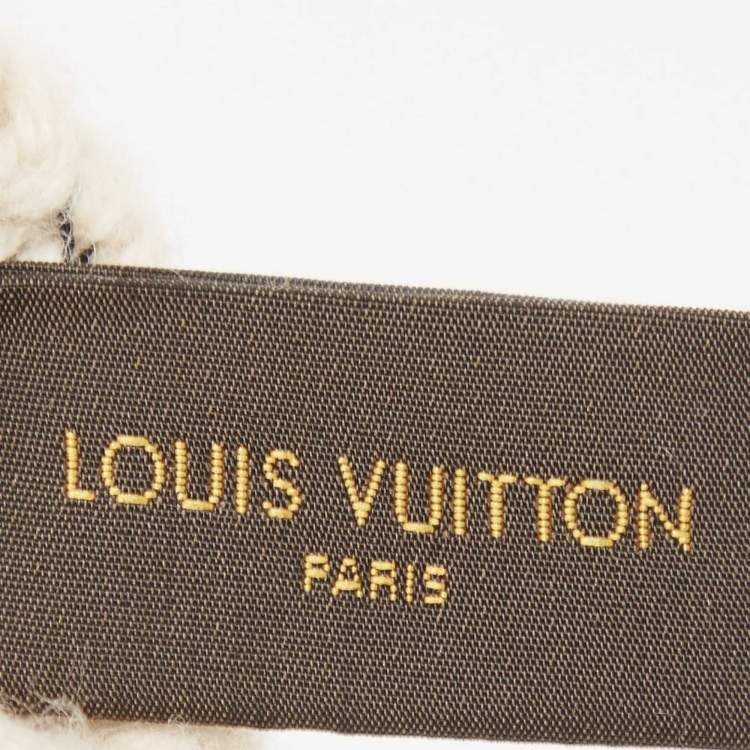 Pre Owned Louis Vuitton Cream Wool Blend Knit Gloves 