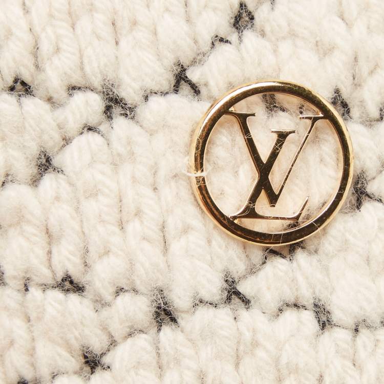 Pre Owned Louis Vuitton Cream Wool Blend Knit Gloves 