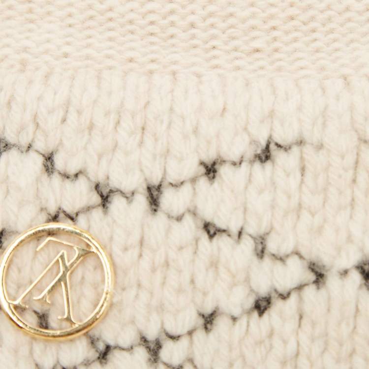 Pre Owned Louis Vuitton Cream Wool Blend Knit Gloves 