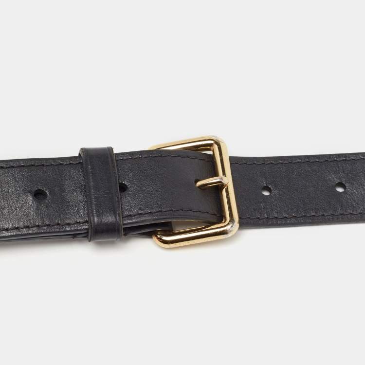 Pre Owned Louis Vuitton Black Leather Bag Shoulder Strap