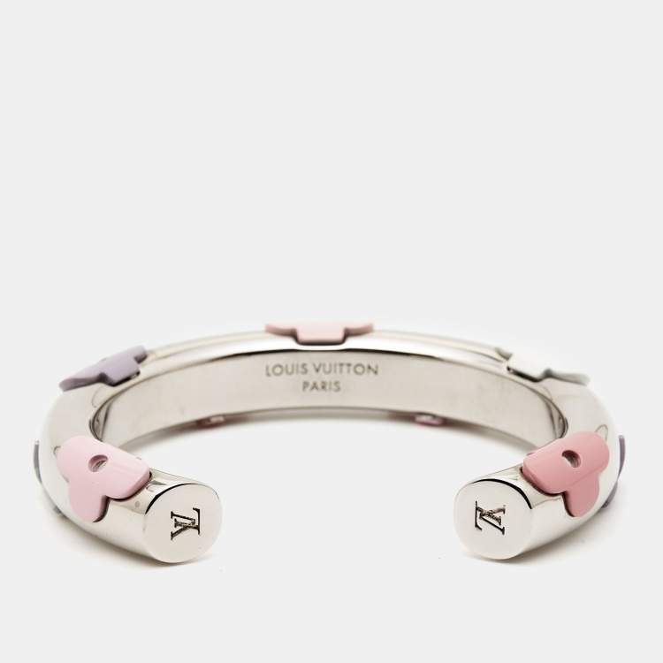 Pre Owned Louis Vuitton  Daily Monogram Resin Silver Tone Cuff Bracelet