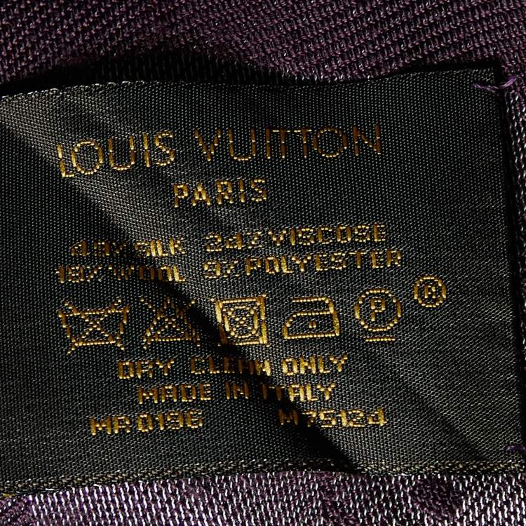 Pre Owned Louis Vuitton Purple Monogram Silk & Wool Shine Shawl
