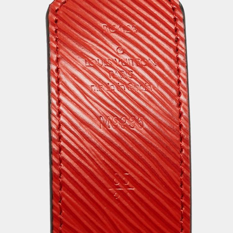 Pre Owned Louis Vuitton Coquelicot Epi Leather LV Circle Reversible Belt 85 CM