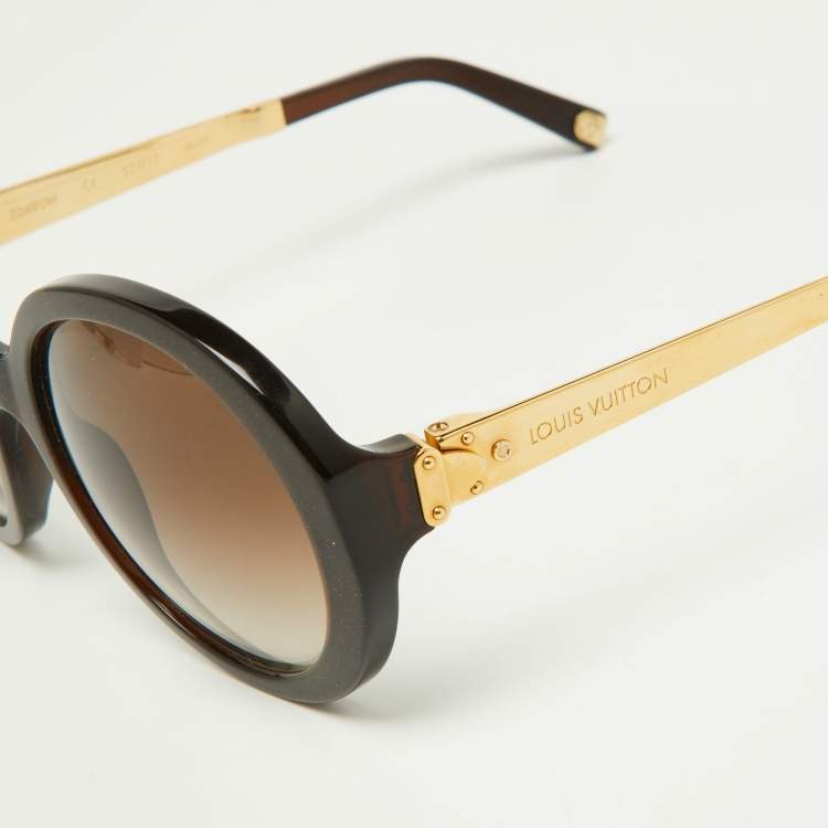 Pre Owned Louis Vuitton Brown Glitter/Brown Gradient Petit Soupcon Round Sunglasses