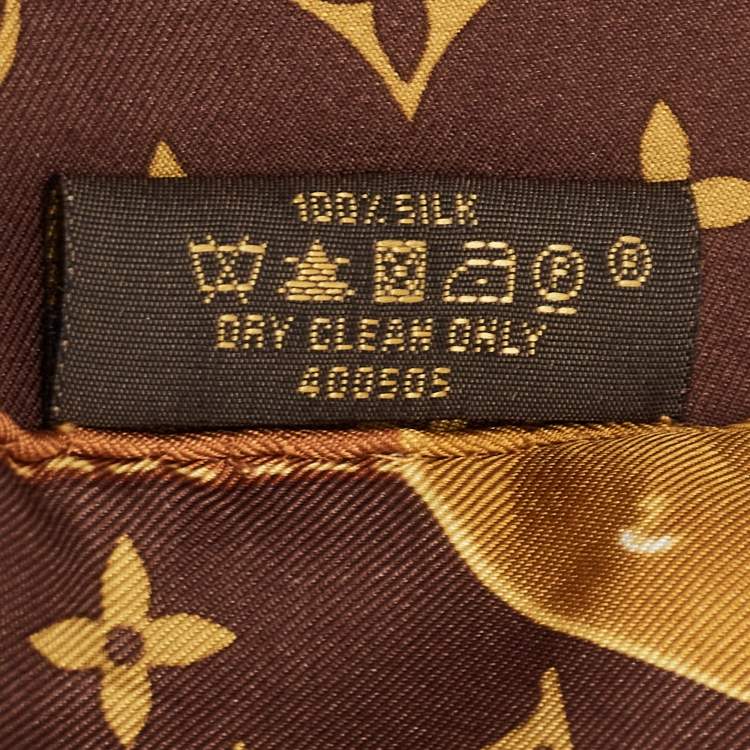 Pre Owned Louis Vuitton Brown Iventeur Monogram Print Silk Square Scarf